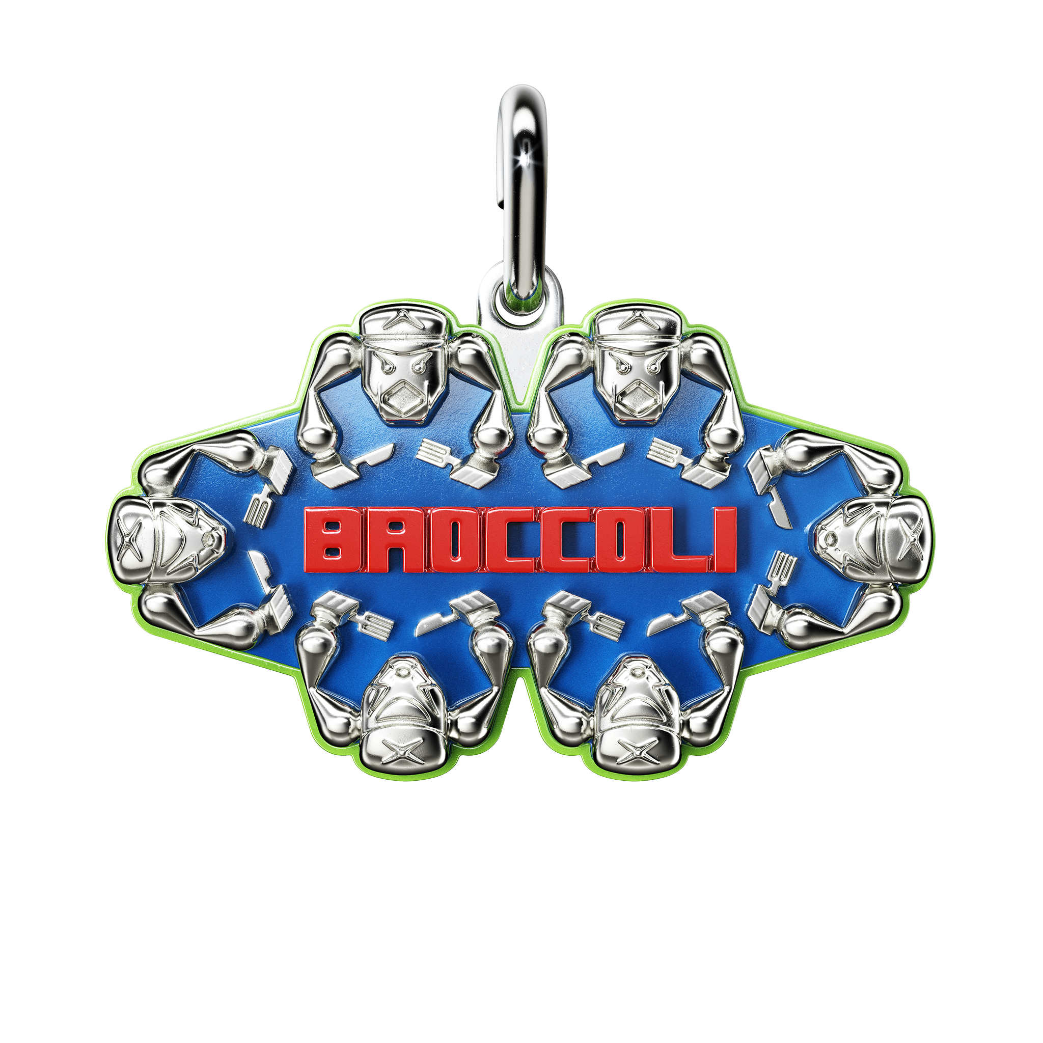 A detail of Broccoli Pendant in Chet Blue